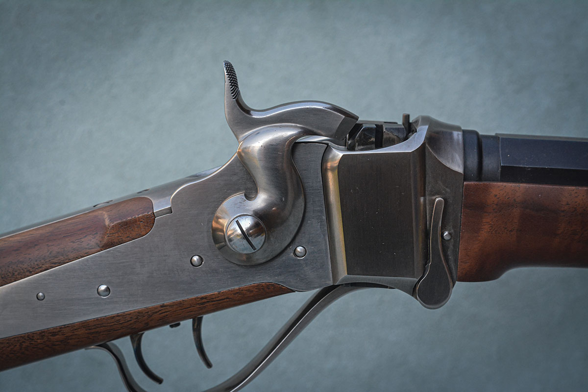 The hammer should be brought to the first click, or safety position, prior to opening the action to prevent damage to the firing pin.